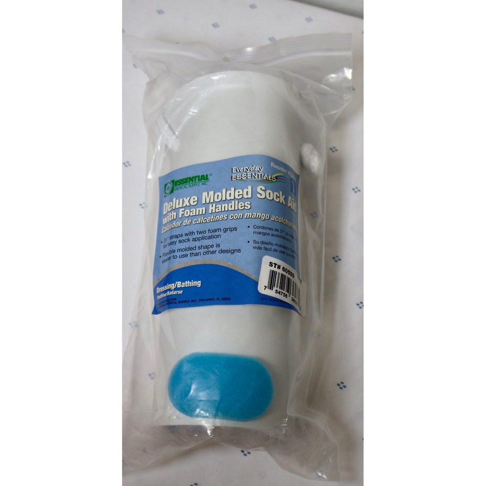 Essential Medical SOCK AID‎ Deluxe Molded with Foam HANDLES Easy Application
